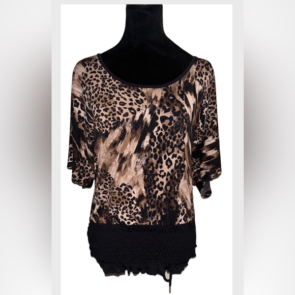 Agenda Tops - 🐆🐆Boho Animal Print Short Sleeve Top🐆🐆